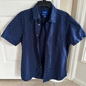 Apt. 9 Men's Dark Blue Patterned Button Down Shirt